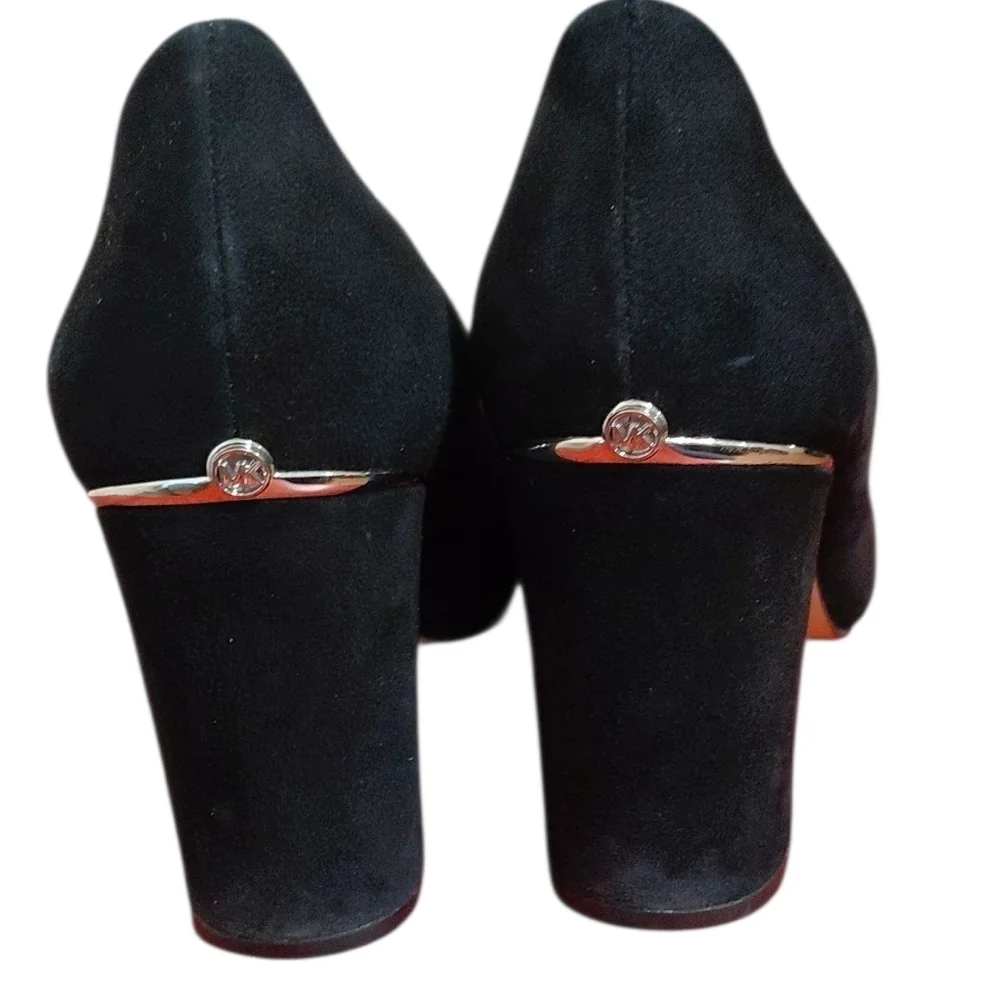 Michael Kors Liza Black Suede Block Heel Pump size 7 M - Picture 6 of 13